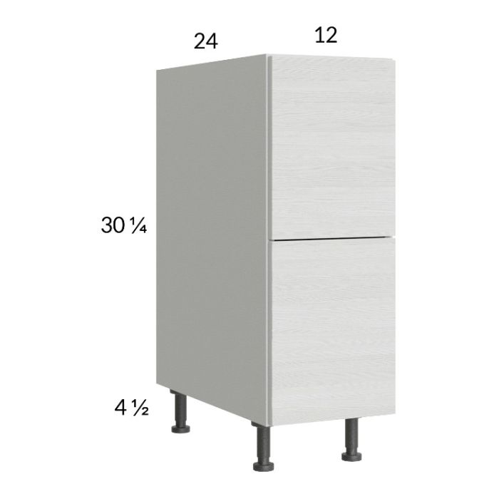 Euro White Grain 12" 2-Drawer Base Cabinet
