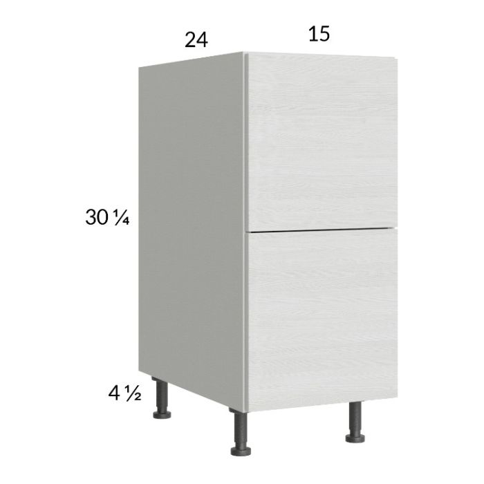 Euro White Grain 15" 2-Drawer Base Cabinet
