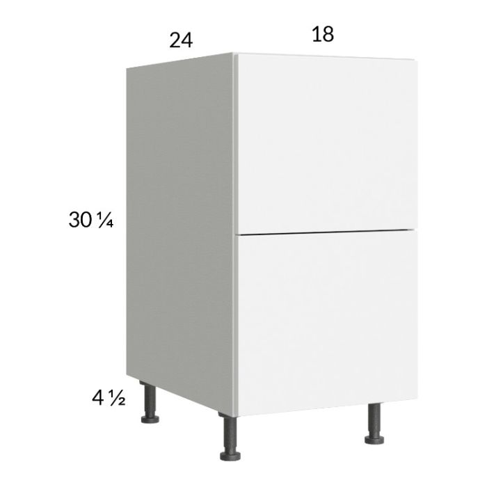 Euro Gloss White 18" 2-Drawer Base Cabinet