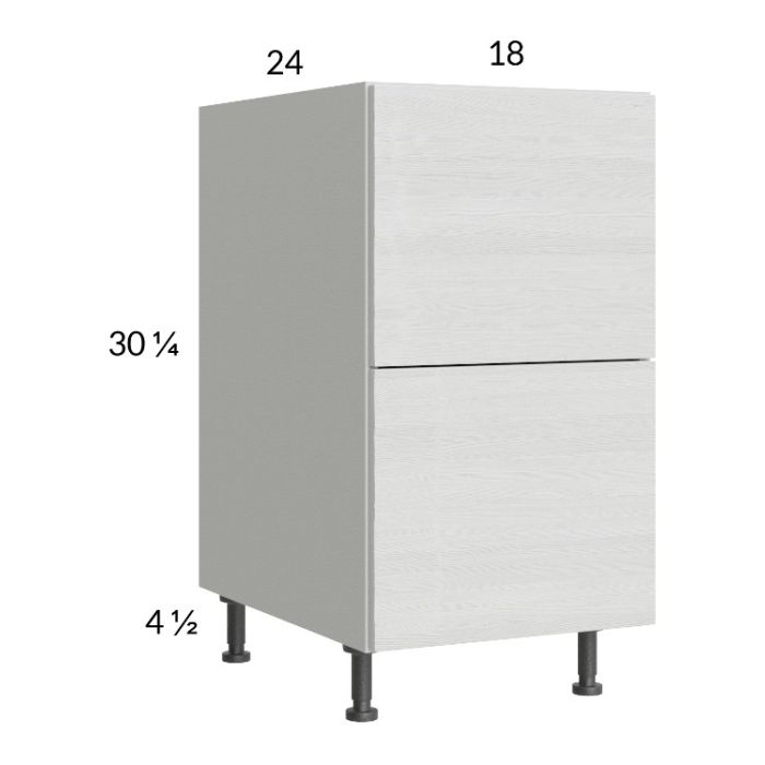 Euro White Grain 18" 2-Drawer Base Cabinet
