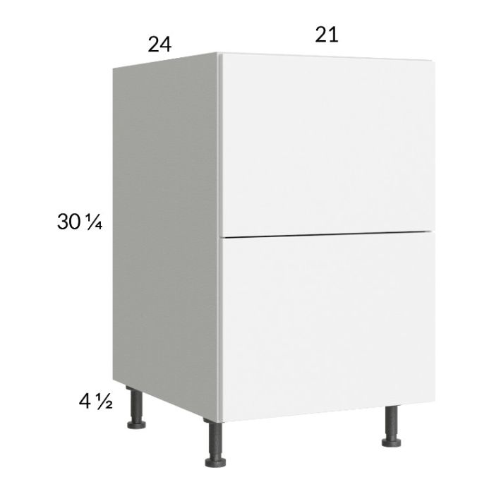 Euro Gloss White 21" 2-Drawer Base Cabinet