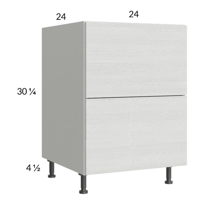 Euro White Grain 24" 2-Drawer Base Cabinet