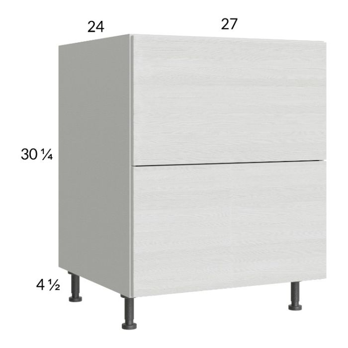 Euro White Grain 27" 2-Drawer Base Cabinet