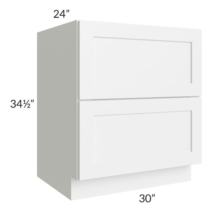 Aspen White Shaker 30" 2-Drawer Base Cabinet