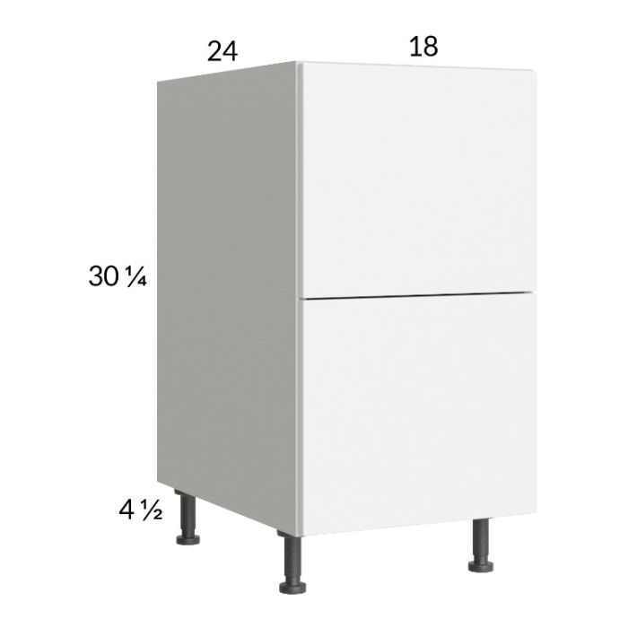 Euro Gloss White 18" 2-Drawer Base Cabinet with 1 Inner Drawer