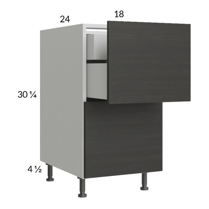 Euro Cafe 18" 2-Drawer Base Cabinet with 1 Inner Drawer