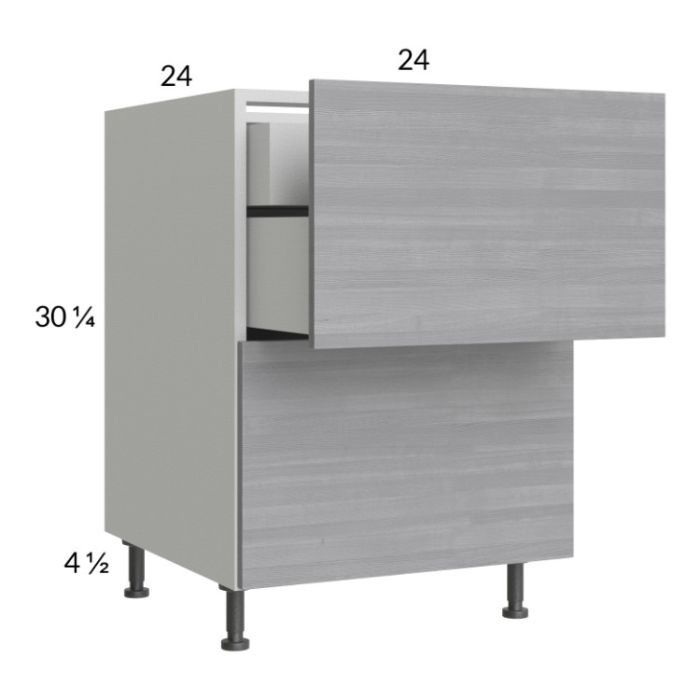 Euro Grey 24" 2-Drawer Base Cabinet with 1 Inner Drawer