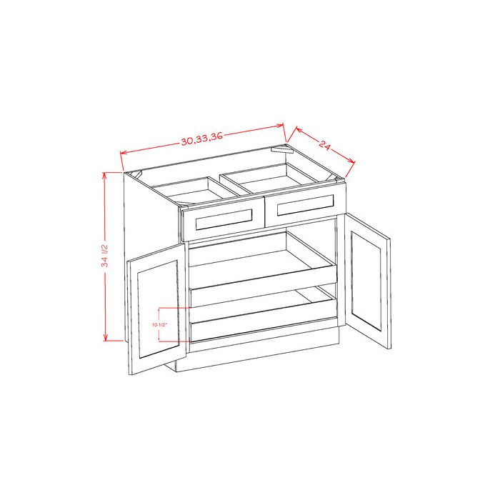 Cambridge Saddle Glaze 30" Base Cabinet with 2 Rollout Trays