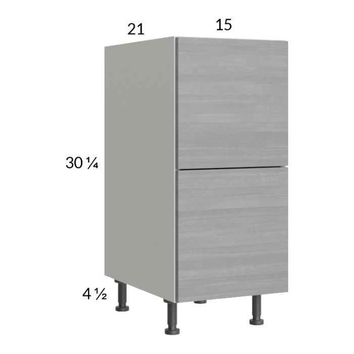 Euro Grey 15" 2-Drawer Vanity Base Cabinet