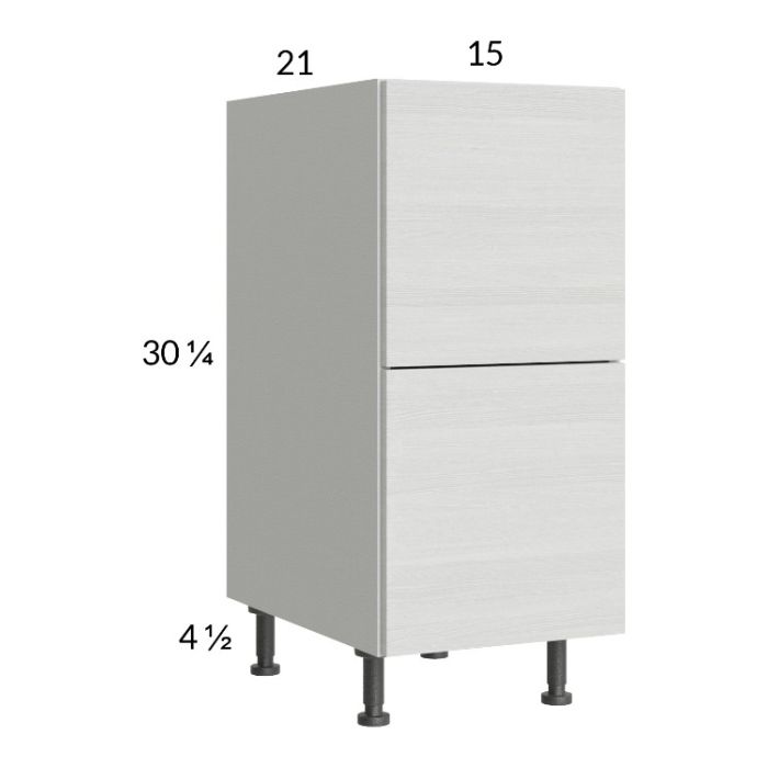 Euro White Grain 15" 2-Drawer Vanity Base Cabinet