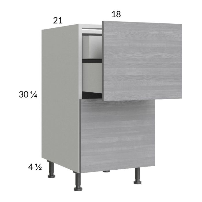 Euro Grey 18" 2-Drawer Vanity Base Cabinet with 1 Inner Drawer