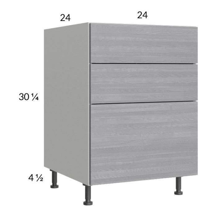 Euro Grey 24" 3-Drawer Base Cabinet