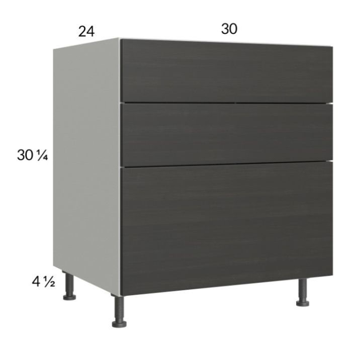 Euro Cafe 30" 3-Drawer Base Cabinet