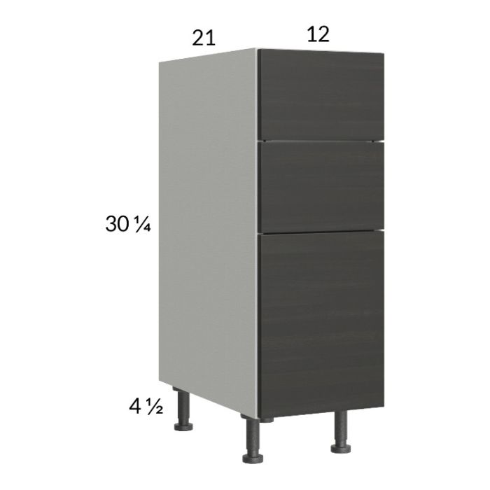 Euro Cafe 12" 3-Drawer Vanity Base Cabinet