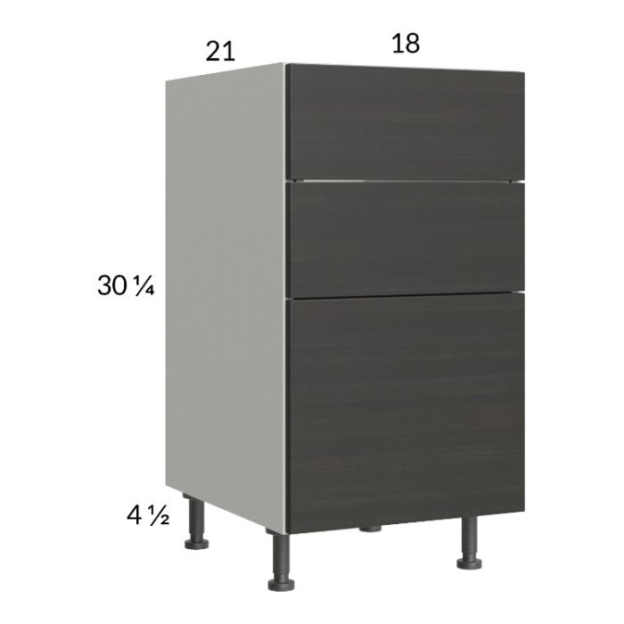 Euro Cafe 18" 3-Drawer Vanity Base Cabinet