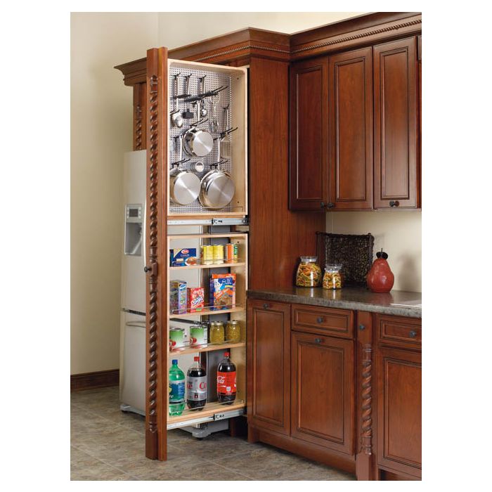 39" Tall Filler Pullout Organizer with Wood Adjustable Shelves Tall/Pantry Accessories