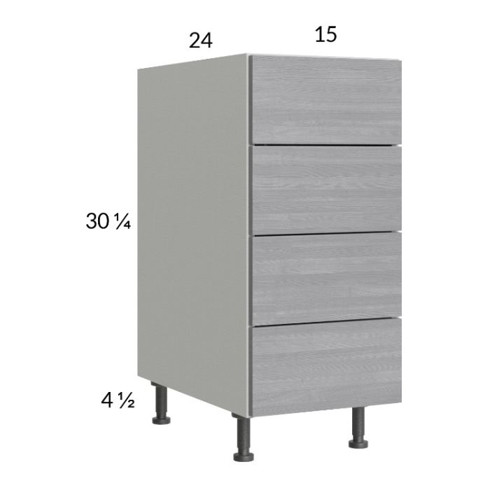 Euro Grey 15" 4-Drawer Base Cabinet