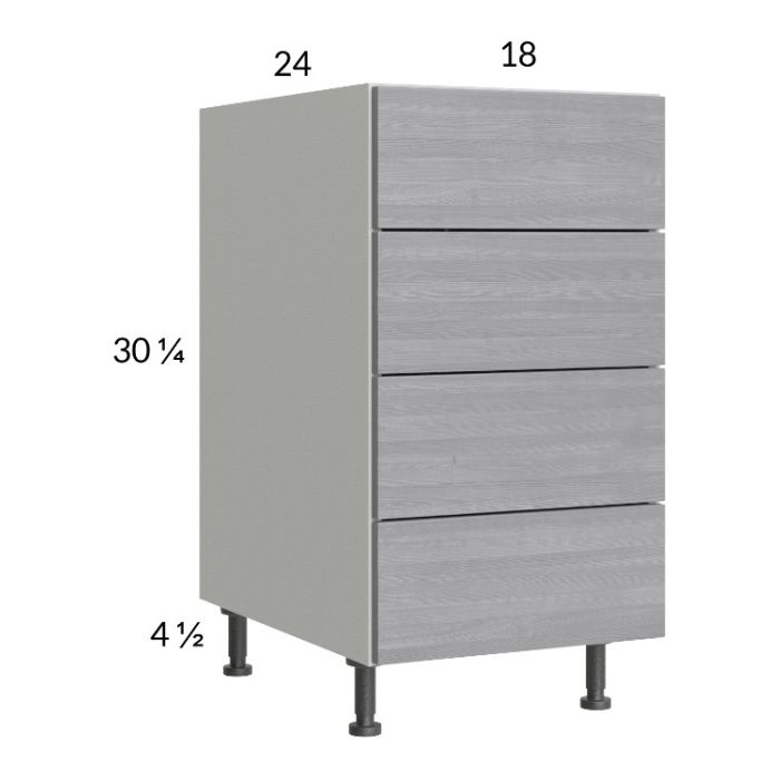 Euro Grey 18" 4-Drawer Base Cabinet