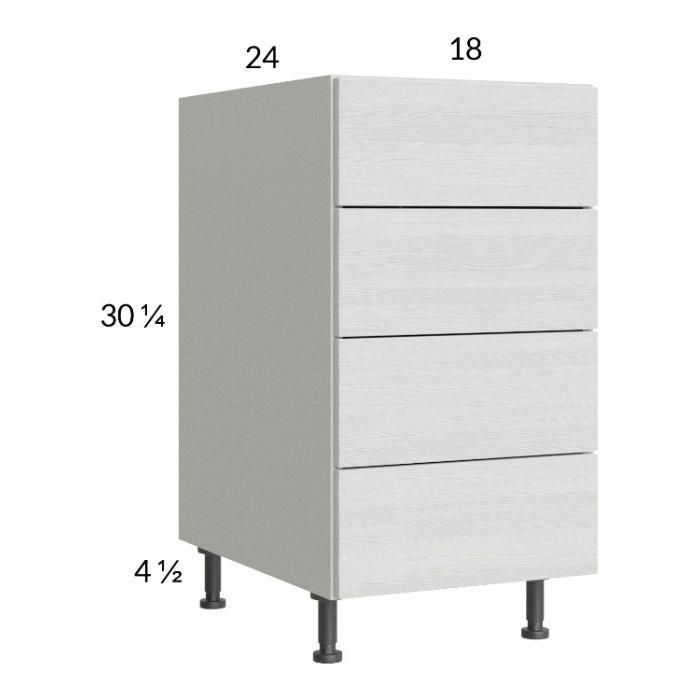 Euro White Grain 18" 4-Drawer Base Cabinet