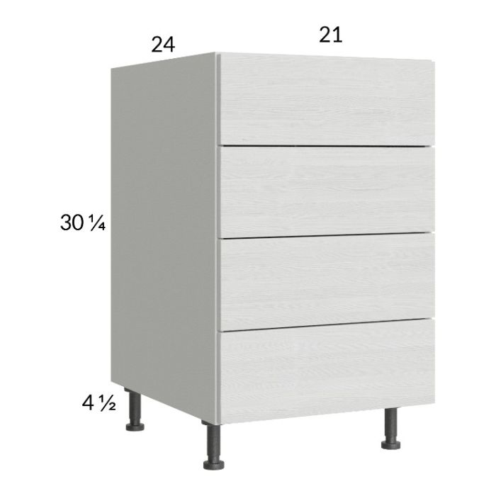Euro White Grain 21" 4-Drawer Base Cabinet