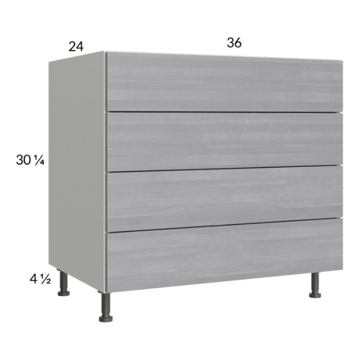 Euro Grey 36" 4-Drawer Base Cabinet
