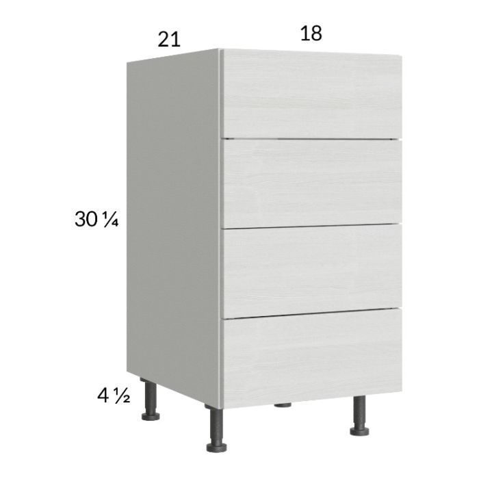 Euro White Grain 18" 4-Drawer Vanity Base Cabinet