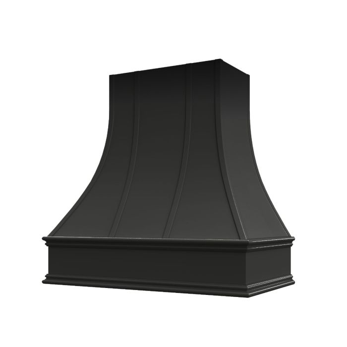 Black Asheville Strapped Curved Hood with Classic Molding
