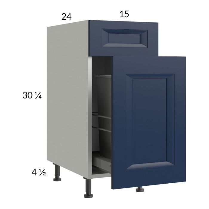 Harbor Navy 15" Base Cabinet with Single Trashcan Pullout