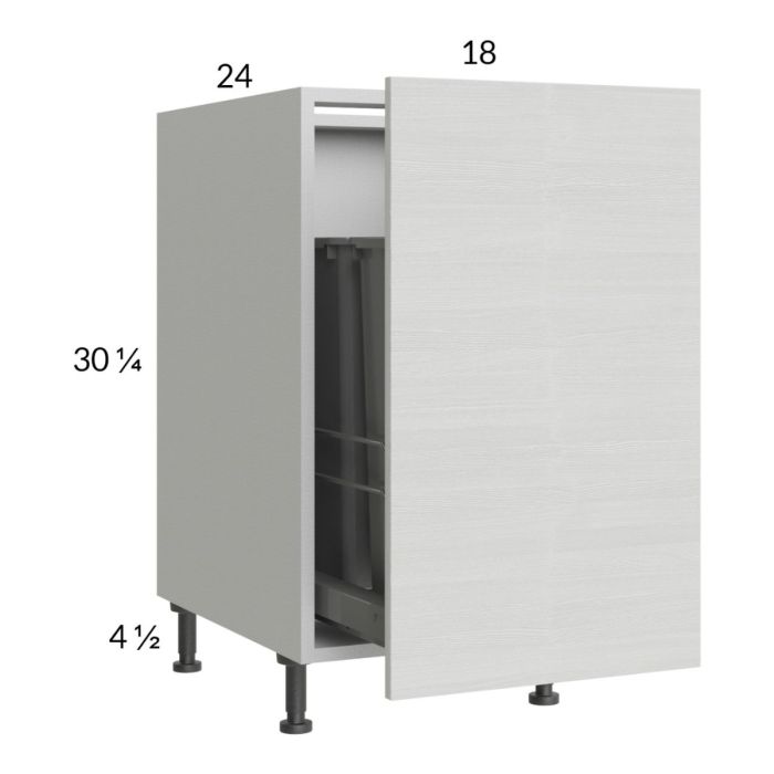 Euro White Grain 18" Full Height Door Base Cabinet with Single Trashcan Pullout