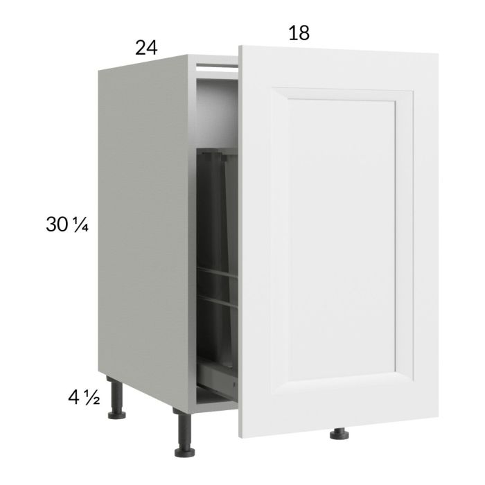 Harbor White 18" Full Height Door Base Cabinet with Single Trashcan Pullout
