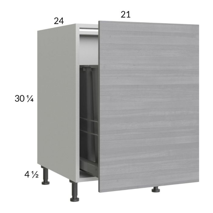Euro Grey 21" Full Height Door Base Cabinet with Single Trashcan Pullout