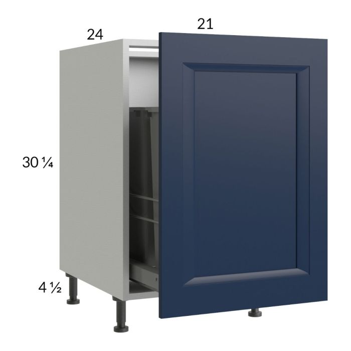 Harbor Navy 21" Full Height Door Base Cabinet with Single Trashcan Pullout