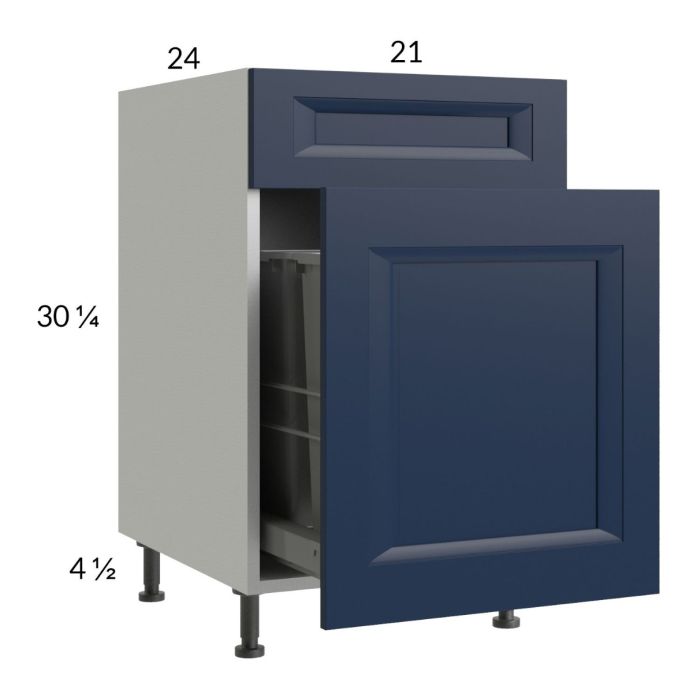 Harbor Navy 21" Base Cabinet with Single Trashcan Pullout