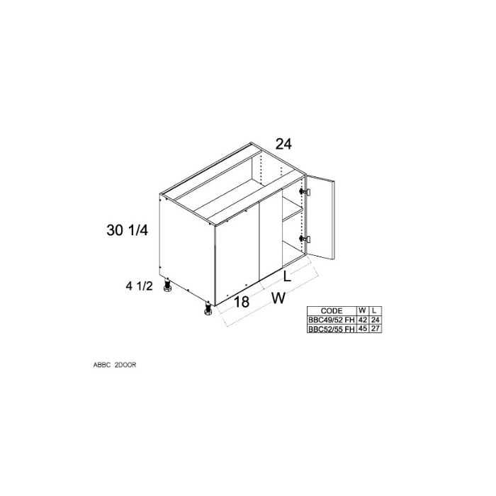Harbor White 49" - 52" Full Height Door Blind Base Corner Cabinet