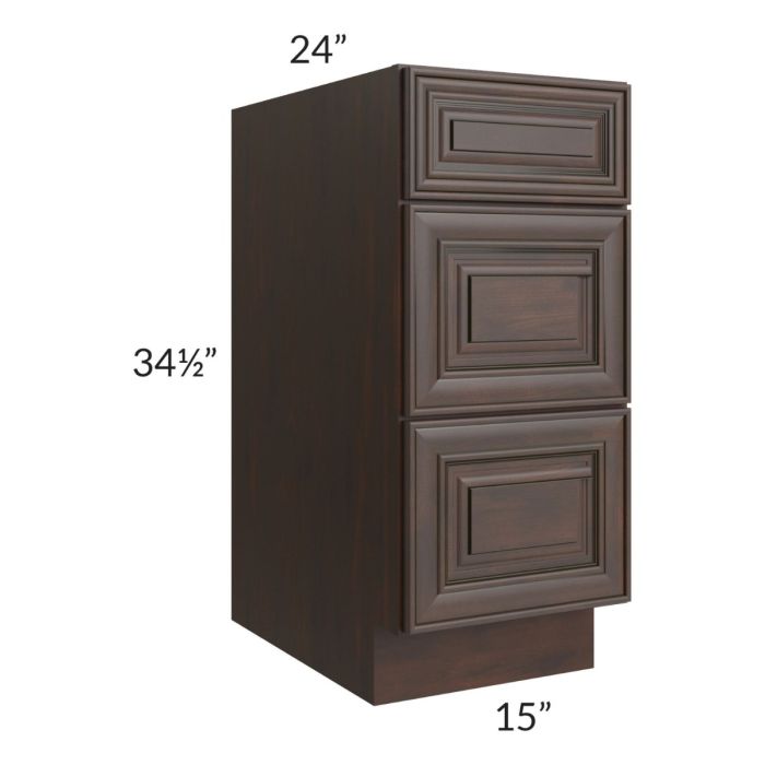Biscotti Caf?? Glazed 15" 3-Drawer Base Cabinet
