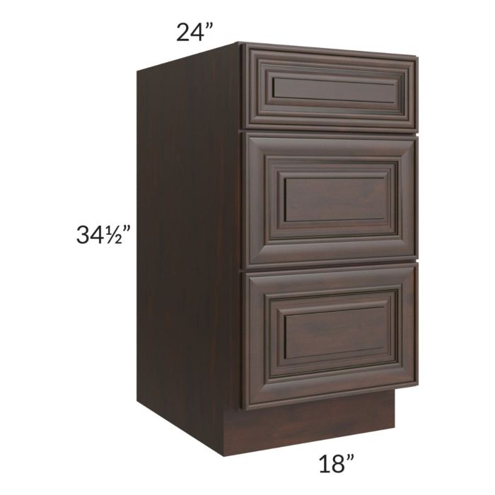 Biscotti Caf?? Glazed 18" 3-Drawer Base Cabinet