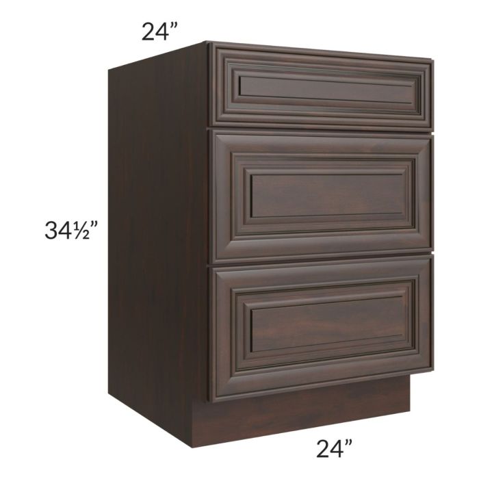 Biscotti Caf?? Glazed 24" 3-Drawer Base Cabinet