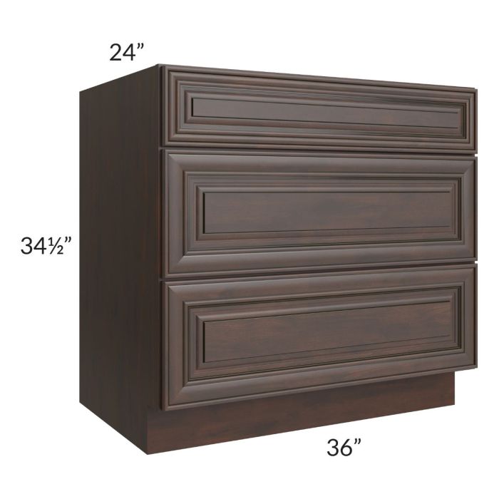 Biscotti Caf?? Glazed 36" 3-Drawer Base Cabinet