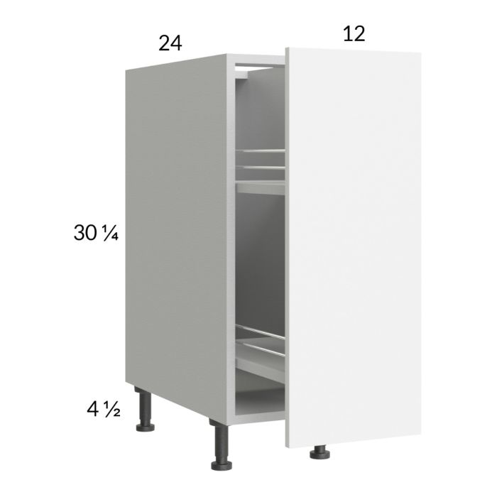 Euro Gloss White 12" Full Height Door Base Cabinet with Pullout Access