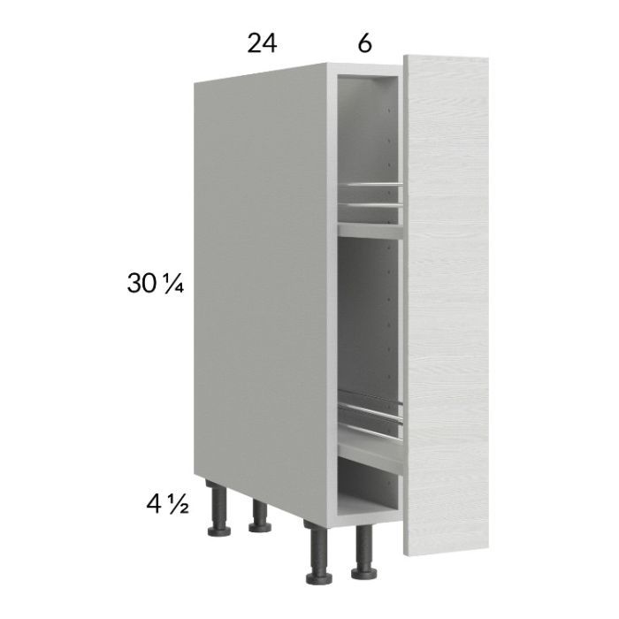 Euro White Grain 6" Full Height Door Base Pullout Cabinet