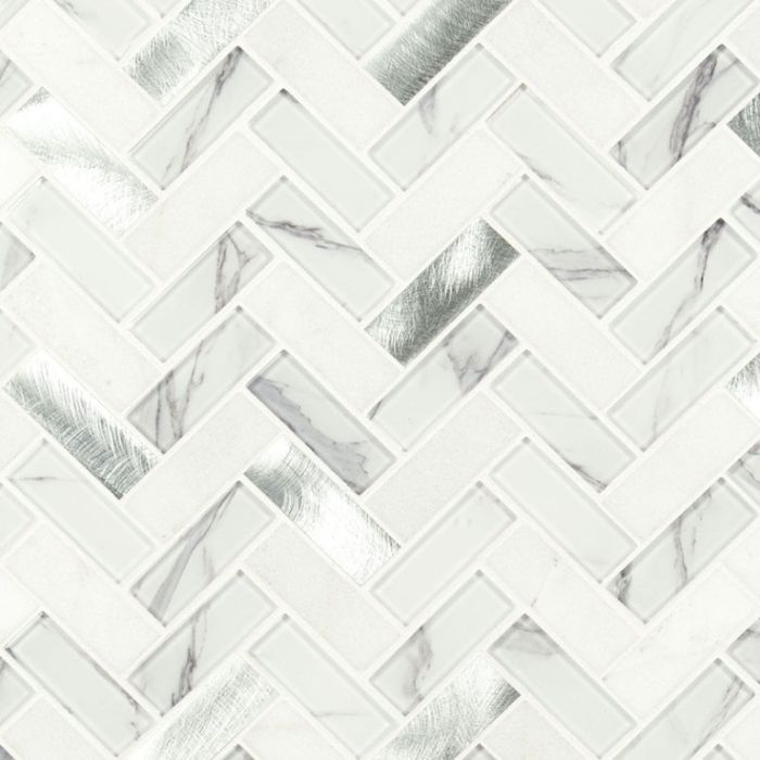 Bytle Bianco Herringbone 6mm Mosaic Tile