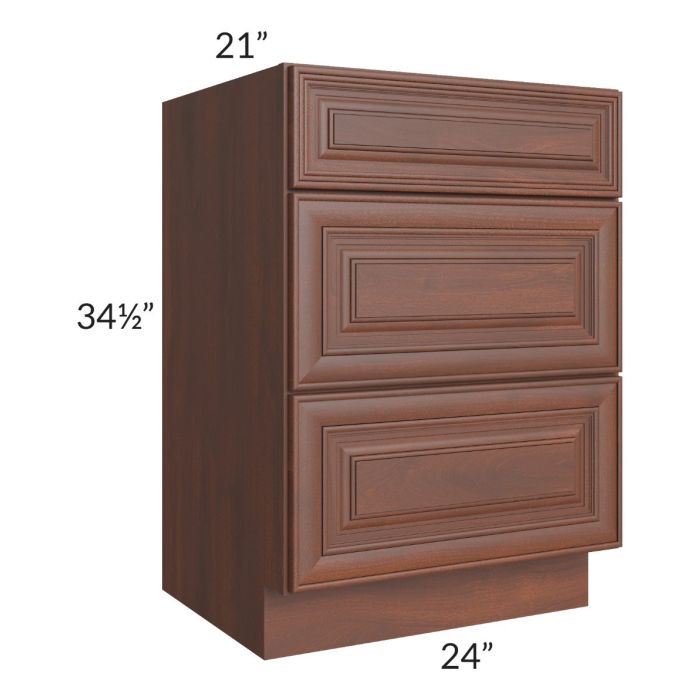 Cambridge Saddle Glaze 24" 3-Drawer Vanity Base Cabinet