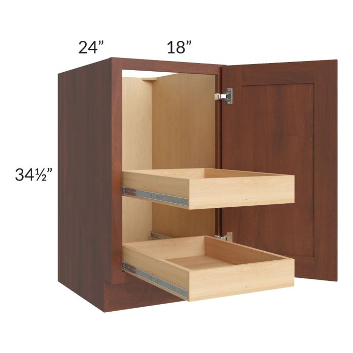 Cambridge Saddle Glaze 18" Full Height Door Base Cabinet with 2 Rollout Trays