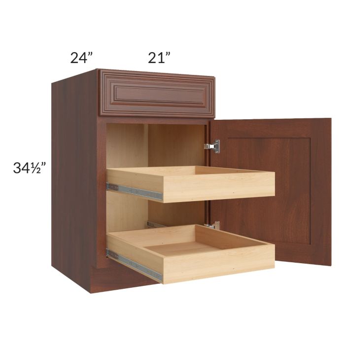 Cambridge Saddle Glaze 21" Base Cabinet with 2 Rollout Trays