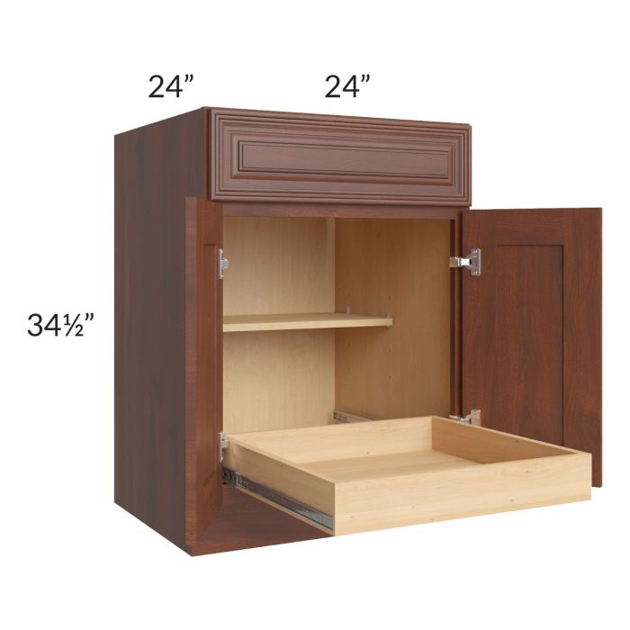 Cambridge Saddle Glaze 24" Base Cabinet with 1 Rollout Tray