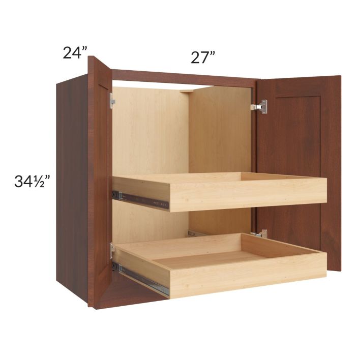 Cambridge Saddle Glaze 27" Full Height Base Cabinet with 2 Rollout Trays