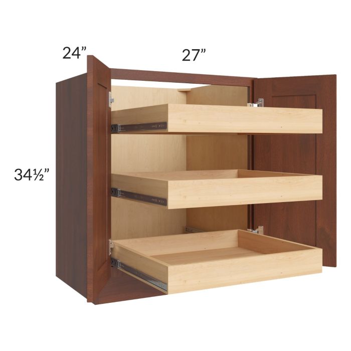 Cambridge Saddle Glaze 27" Full Height Base Cabinet with 3 Rollout Trays