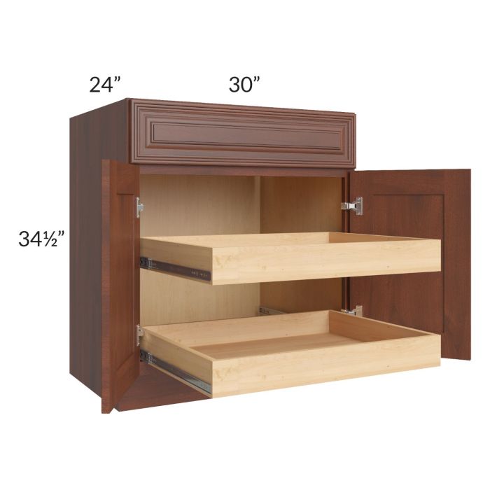 Cambridge Saddle Glaze 30" Base Cabinet with 2 Rollout Trays