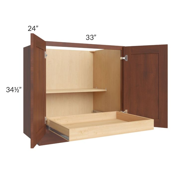 Cambridge Saddle Glaze 33" Full Height Base Cabinet with 1 Rollout Tray
