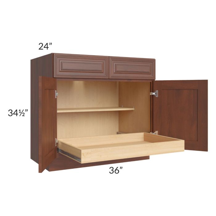 Cambridge Saddle Glaze 36" Base Cabinet with 1 Rollout Tray